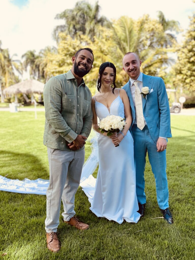 Young couple with wedding officiant Punta Cana - Destination I Do